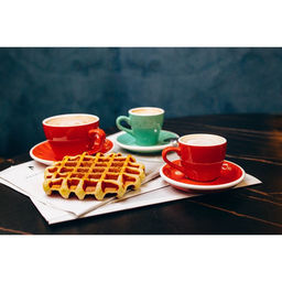 Кофейная пара фарфоровая Magistro Coffee time, 2 предмета: чашка 300 мл, блюдце d=15.5 см, цвет красный