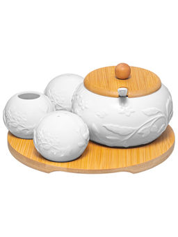 Набор 4 пр. 20,5*20,5*10 см "Птички на ветке"- Сахарница+Вазочка п/зубоч.,набор д/спец.2 пр.на бам.п