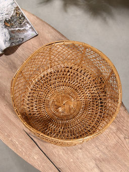 Корзина плетёная «Клоус», 40×40×16 см, бамбук, светлая