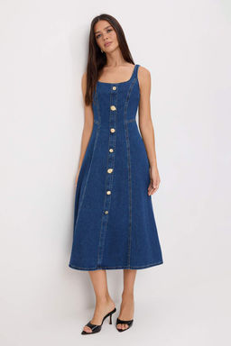 Lacivert D__me Detayl_ Ask_l_ Maxi Denim Elbise TWOSS26EL00952 - Trendyolmilla фото 2