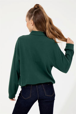 Женский зеленый свитшот с воротником-поло Неожиданная скидка в корзине - U.s. polo assn фото 5