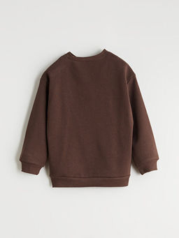 Bisiklet Yaka Ay? Teddy Bask?l? Erkek ?ocuk Sweatshirt
