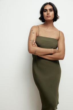 100% SILK STRAPPY MIDI DRESS - Zara фото 2