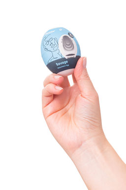 Мастурбатор нереалистичный Satisfyer Egg Single (Savage), TPE, голубой  фото 4