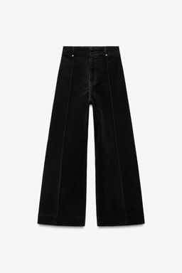 ZW COLLECTION WIDE-LEG HIGH-WAIST FLOCKED JEANS - Zara фото 11