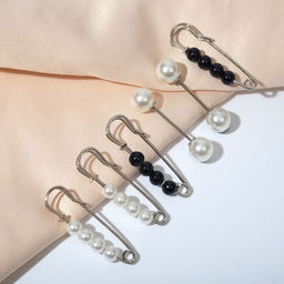 Набор булавок (6 шт.) «Жемчужины», 3.5 см, цвет чёрно-белый в серебре