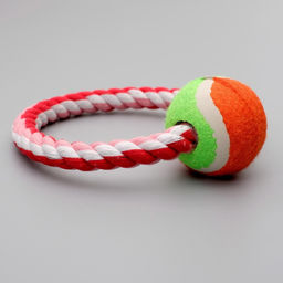 Игрушка тренировочная канатная Круг с мячом, 120 г, микс цветов - Пижон фото 3