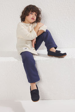 Trendyolmilla Shoes Lacivert Bagc?k Detayl? Buyuk/Kucuk Erkek Cocuk Kids Loafer Ayakkab? TAKSS25LA00009