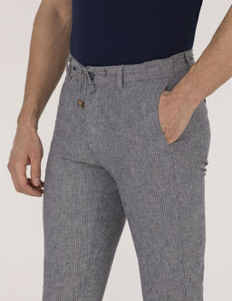 A__k Lacivert Slim Fit Beli Lastikli Kanvas Pantolon - Pierre cardin фото 2
