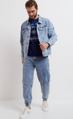 Футболка мужская с принтом F211-06-718 тёмно-синяя - Fine joyce фото 2