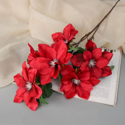 Цветы искусственные «Клематис крупноцветковый», 61×14 см, красные