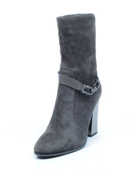 YF189-062M DK.GREY Полусапоги зимние женские (натуральная замша, натуральный мех (еврозима))