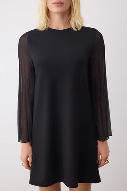 Siyah Shift Dokuma Sifon Detayl? Mini Esnek Orme Elbise TWOAW26EL00161 - Trendyolmilla фото 3