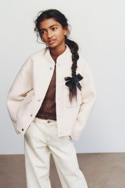 BOUCLE BOMBER JACKET WITH POCKETS
