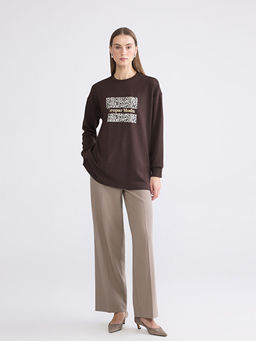 Bask?l? Oversize Kad?n Sweatshirt Tunik