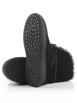 04-PAL271-1Z BLACK Ботинки зимние женские (натуральная замша, 100% шерсть, натуральный мех)