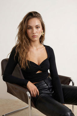 Trendyolmilla Tarc?n Cut Out/Pencere Detayl? Orme Bluz TPRAW24BZ00027 фото 27
