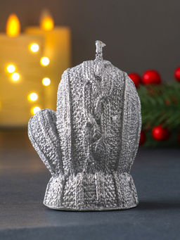 Свеча декоративная Варежка, лак серебро