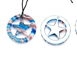 Подвеска Звезда 47*47мм из муранского стекла цв.лазурный