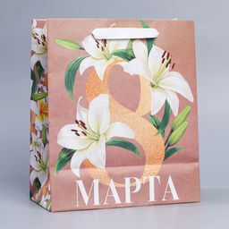 Пакет крафтовый вертикальный С 8 Марта, ML 27 х 23 х 11.5 см