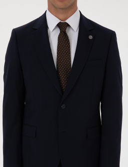 Lacivert Slim Fit %100 Y_n Tak_m Elbise