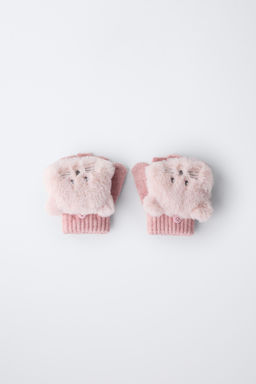 MITTEN GLOVES WITH MOUSE EFFECT HAIR