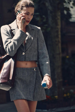 METALLIC THREAD CROPPED BLAZER - Zara фото 3