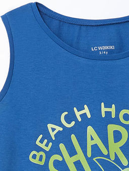 Bisiklet Yaka BABY SHARK Bask?l? Erkek ?ocuk Atlet