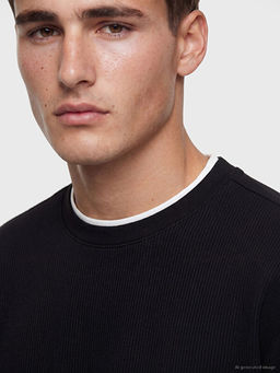 Bisiklet Yaka Fitilli Erkek Sweatshirt