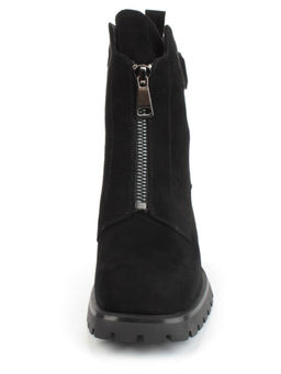 04-M3-L855 BLACK Ботильоны зимние женские (натуральная замша, натуральный мех)
