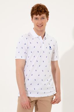 U. S. Polo Assn Мужская белая футболка с воротником-поло - U.s. polo assn фото 2