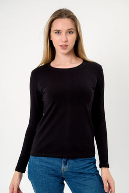 Лонгслив женский из кулирки с лайкрой чёрный