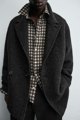 WOOL BLEND DOUBLE-BREASTED PEA COAT - Zara фото 5