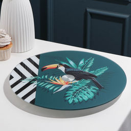 Подставка для торта Доляна Тропики, d=32 см, вращающаяся, стекло, зелёная фото 8