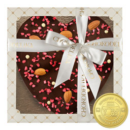 Шоколад темный с миндалем Малиновое сердце 180 гр