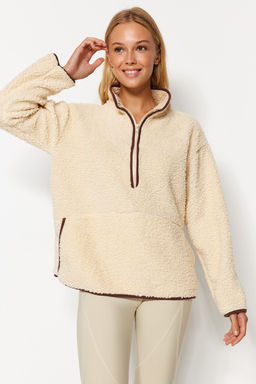 Ekru Pelus Orme Spor Sweatshirt THMAW23SW00021