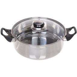 Кастрюля из нержавеющей стали "Cook" 2,6л со стеклянной крышкой 22*9см