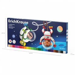 АКЦИЯ Цена за 1 шт. Пластилин классический ErichKrause Kids Space Animals 24 цвета со стеком, 432 г (в коробке 24 шт) фото 6