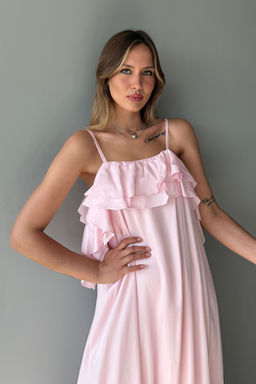 Pembe F?rf?r Detayl? Maxi Dokuma Elbise TWOSS25EL00924 - Trendyolmilla фото 5