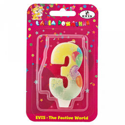 Свеча для торта "День рождения-22" 4,4х1,2х7,7см, парафин, "Цифра 3" (Россия)