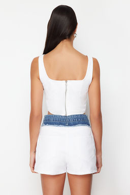 Trendyolmilla Mavi Dikis Detayl? Ask?l? Denim Bluz TWOSS22BZ1402  фото 11