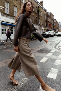 HOUNDSTOOTH LONG BERMUDA SHORTS WITH BELT