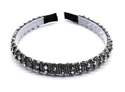 Ободок для волос с цирконом, цвет серебристый