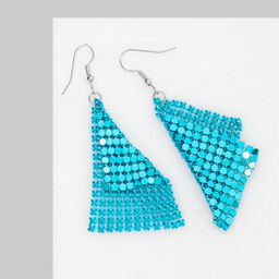 Серьги висячие Ромб диско, цвет голубой в серебре, 7,5см - Queen fair фото 2