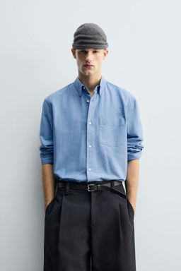 TEXTURED OXFORD SHIRT WITH POCKET - Zara фото 2