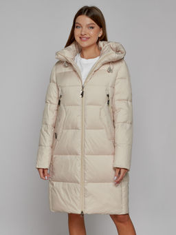 Пальто утепленное с капюшоном зимнее женское бежевого цвета 51155B - MaxRita фото 13