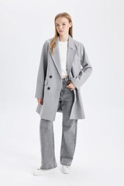 Ruzgar Gecirmez Uzun Kase Kaban Oversize Genis Kal?p Kruvaze Yaka Dugmeli