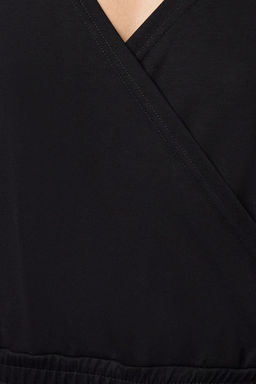 Siyah Regular/Normal Kal?p Kapusonlu Esnek Orme Sweatshirt TWOAW25SW00167