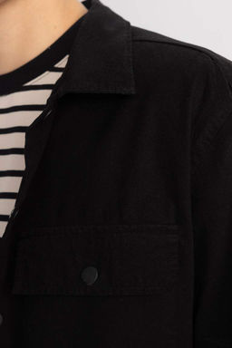 Хлопковая куртка-рубашка с длинными рукавами Relax Fit - Defacto фото 5