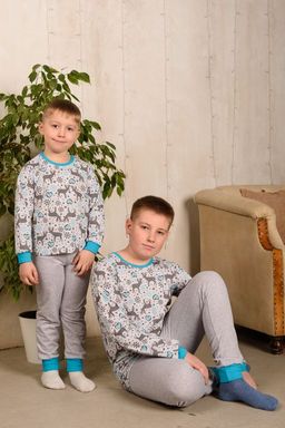 Пижама подростковая из джемпера и брюк из кулирки Олененок голубой - Амадэль фото 7